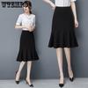 Fishtail Skirt Half Body Skirt Women's Spring/Summer High Waist Slim Fashion Mid Length Ruffle Edge Wrap Hip Skirt
