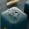 Women Finger Ring Three Butterflies Rhinestones Inlaid Adjustable Open Ring Exaggerated Finger