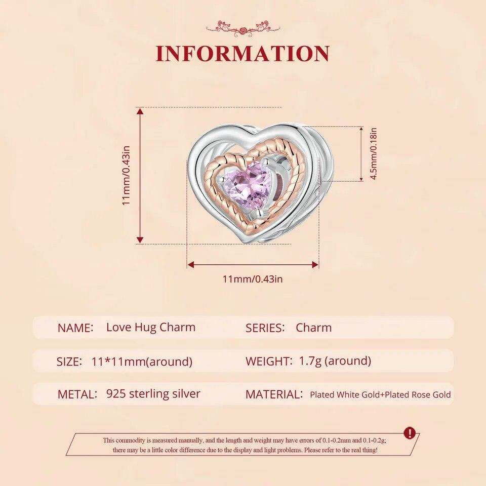 Bamoer Rose Gold Tree of Life Love Hreat Charm Beads for Women Jewelry Making 925 Sterling Silver Charm for Original Bracelet