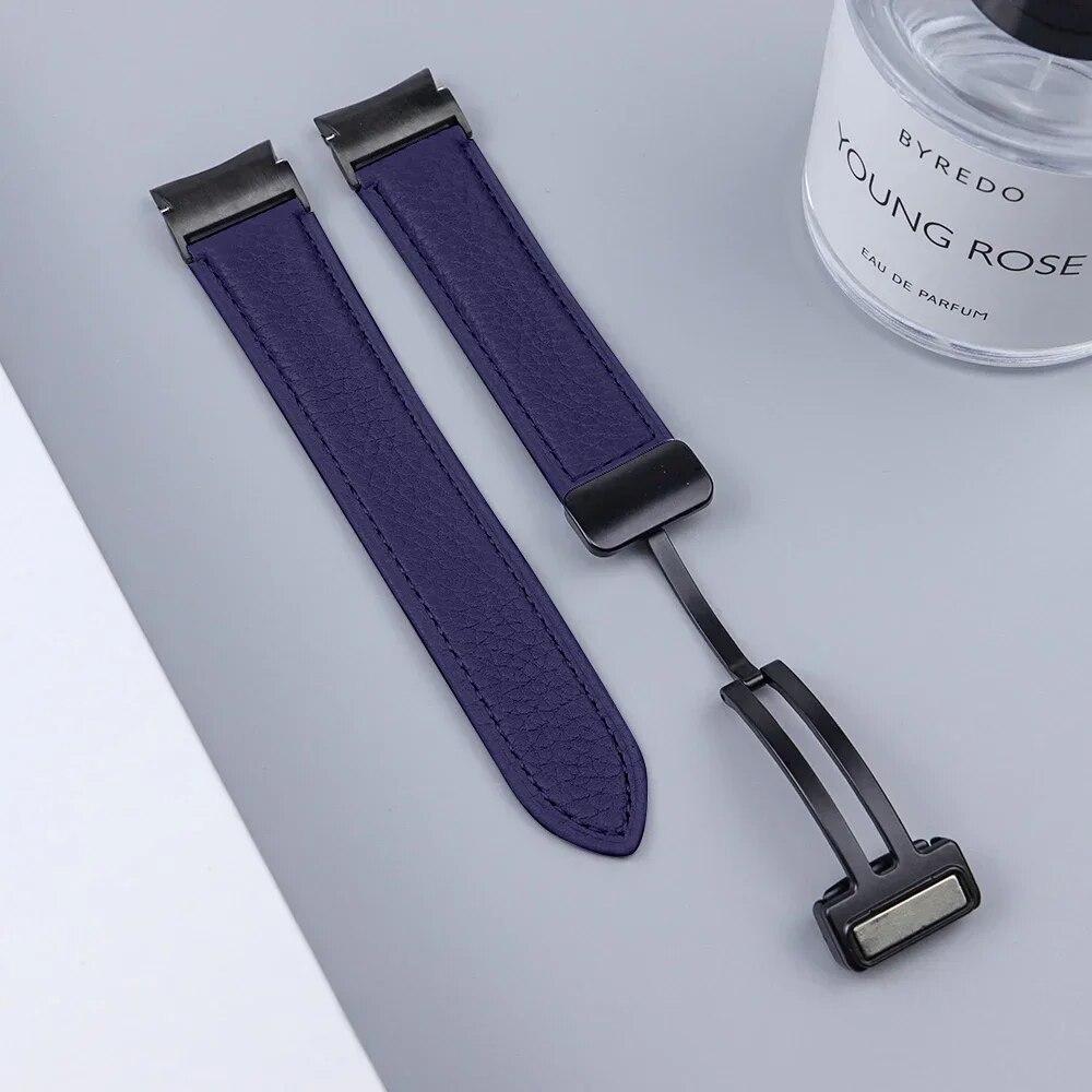 Quick Fit Leather Strap For Samsung Galaxy Watch 6Classic 43mm 47mm 6/5/4 40mm 44mm Magnetic Buckle for Watch 5pro 45mm Leather Band