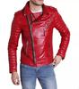 New Red Men's Genuine Lambskin Leather New Handmade Stylish Jacket Biker