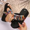 Tassels Decor Wedge Sandals for Women Summer 2025 Clip Toe Chunky Platform Slippers Woman Fashion Thick Sole Beach Flip Flops