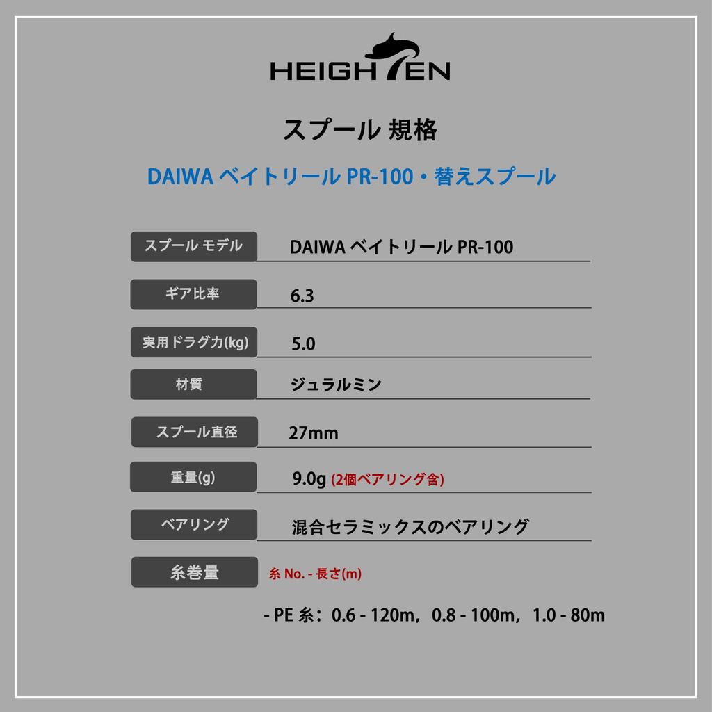 HEIGHTEN Reel Spool DAIWA PR100 PT100 Baitcasting Reel Replacement Spool with Bearings (Gold) (421)