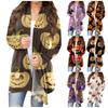 Women's Fashion Casual Halloween Print Medium Length Cardigan Jacket Coat