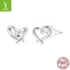 Mini Love Interwoven Stud Earrings Plain Silver Stud Earrings Women'S Simple Classic S925 Sterling Silver Heart Earrings