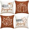 Pumpkin Maple Leaf Letter Cushion Cover Autumn Harvest Linen Print Sofa Cushion Cover Bedroom Bedside Cushion
