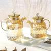 Glass Tea Kettle With Bamboo Lid And Removable Filter Spout Champagne Teapot For Loose Leaf Blooming Tea And Fruit Tea 1/15/1.8L