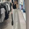 Women's White High-Waisted Wide-Leg Jeans Skirt: Casual, Fashionable, Slimming, and Age-Reducing Pants for Spring and Autumn.