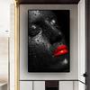 Black Nude Model Girl with Red Hand Poster and Prints Canvas Painting On Wall Art Picture for Modern Home Decor Cuadros