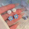 2025 Summer Blue Camellia Earrings - Trendy Korean Style for Women