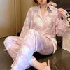 Stay-at-Home Loose Spring/Summer Ice Silk Pajamas: Long Sleeve Loungewear Set with Exquisite Texture