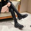 Fashion Women's Shoes Fashion Side Zipper Women's Boots Winter Round Toe Solid Color High Tall Over The Knee Thick Heel Long Boots