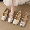Silver Single Shoes Women's Summer New Models with Skirts Are Beautiful, Flat Bottom Is Not Tired, Mary Jane Small Leather Shoes In the Evening