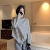 Hooded Striped Long Sleeved T-shirt Women's Hoodie Top