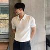 Men's Summer Korean Style Slim Fit Knitted Polo Shirt - Short-Sleeve, Solid Color, Ice Silk, Turn-Down Collar