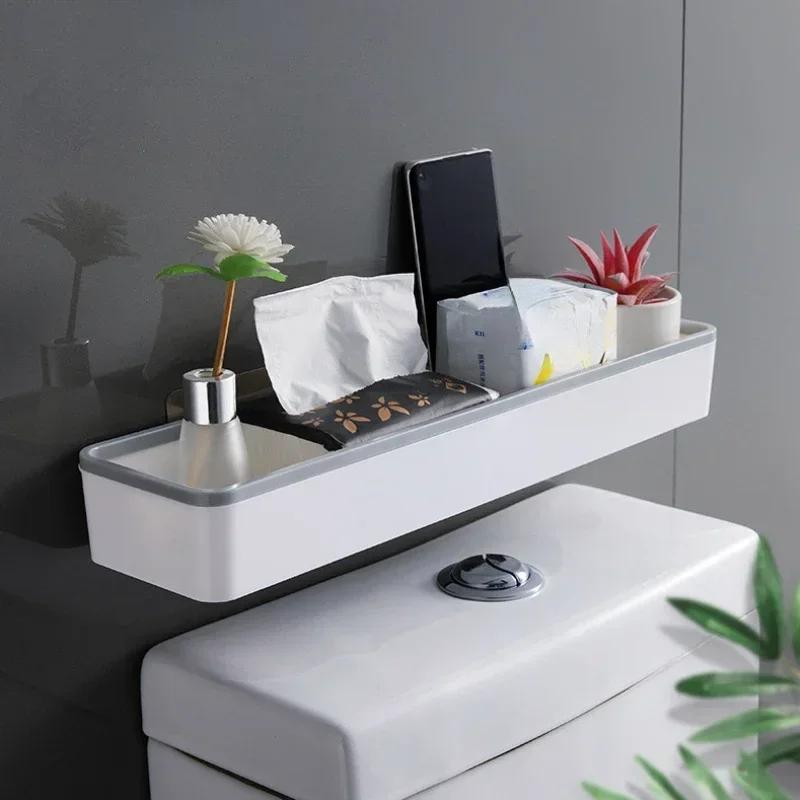 Wall Hanging Toilet Bathroom Storage Cabinet Rack Punch Free Multifunctional Artifact Above Toilet Rack Shelf Organizer