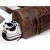 Personalized Brown Leather Duffel Bag Weekender Travel Bag Handmade Leather Duffel Luggage Bag with Shoe Compartment Carry On Overnight Bag