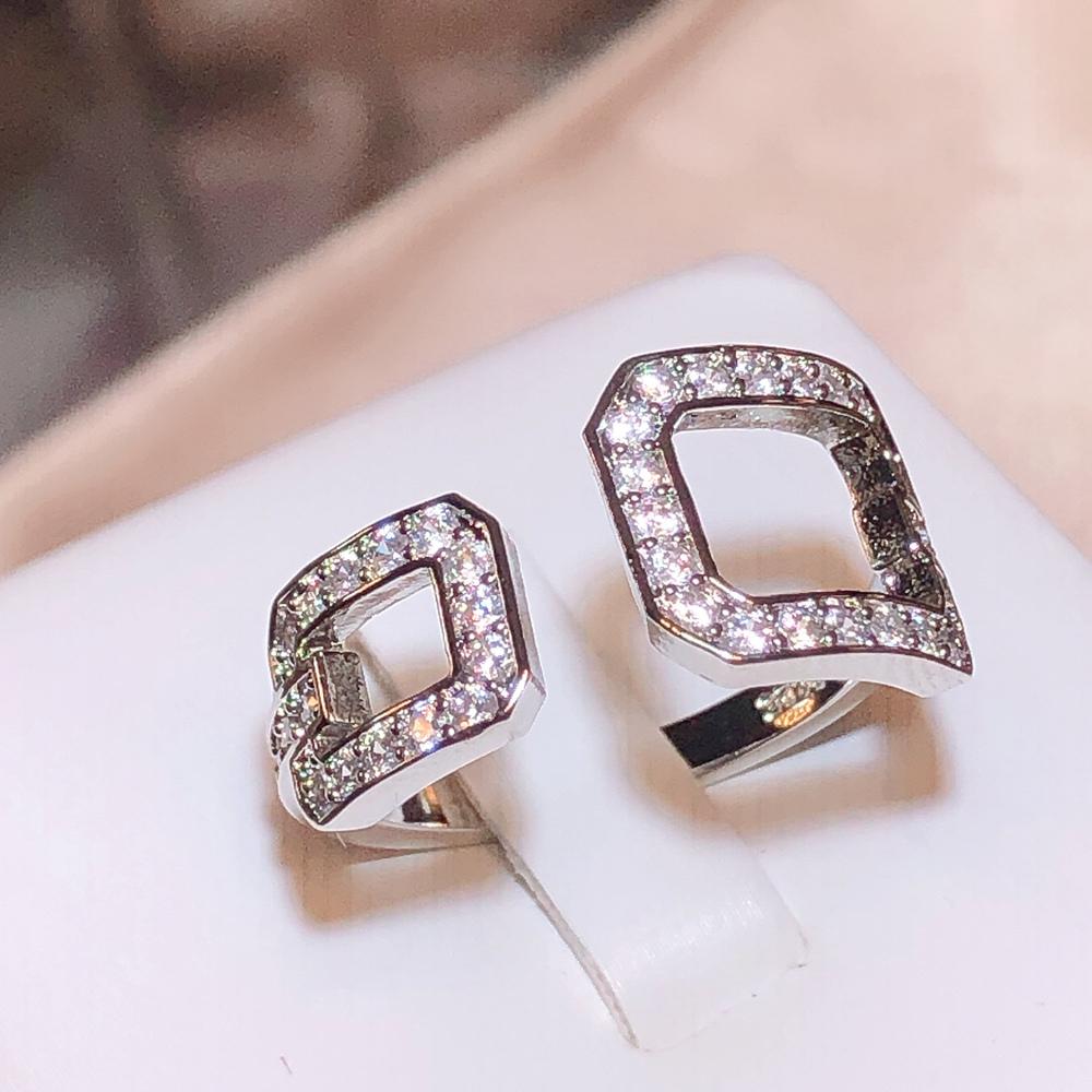 Изысканное кольцо для женщин, стильное квадратное геометрическое регулируемое кольцо с цирконом, новые ювелирные изделия, обручальное кольцо невесты, высококачественное кольцо с квадратным цирконом