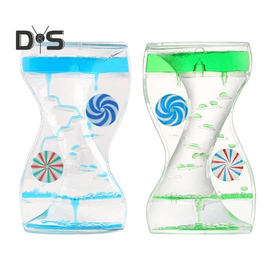 Liquid Motion Bubbler Timer Rotary Wheels Stress Relief Colorful Oil Dropping Hourglass Fidget Toy Home Office Desktop Decoration Kids Adults Gift