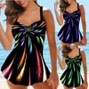 Womens Print Swimwear Top Swimdress Tankini Swimsuits Swimwear Bathing Suit Plus Size S-8XL