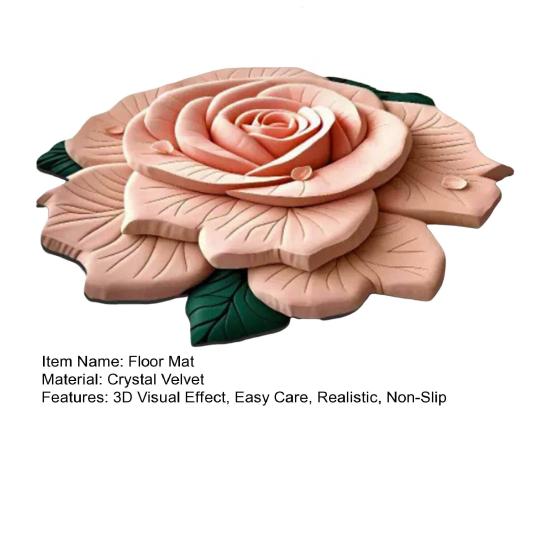 Floral Floor Mat Realistic 3D Visual Effect Flower Carpet Absorbent Floor