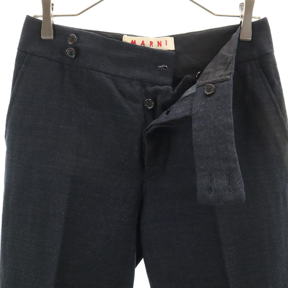 Marni Made In Italy Wool Blend Slacks Pants 38 Charcoal Navy Trouser Women Used