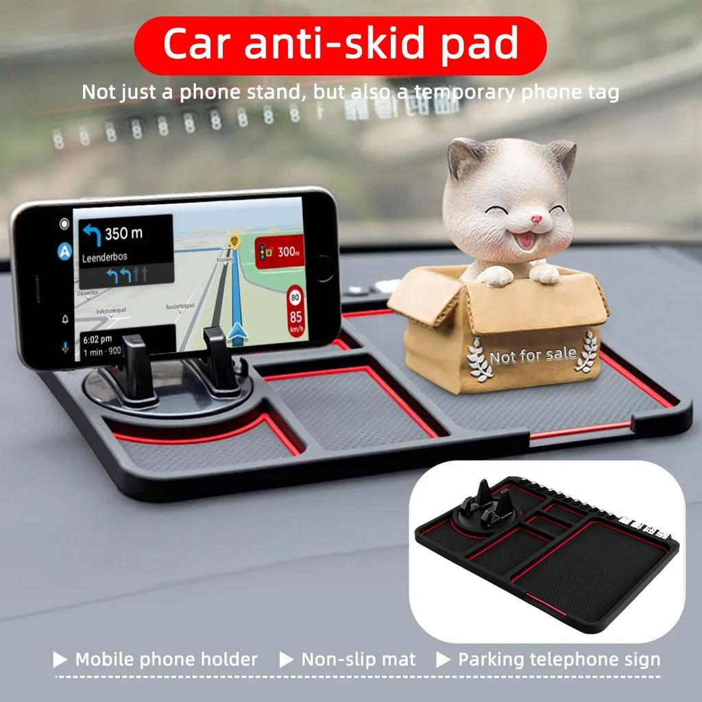 Multi Functional Car Anti Slip Pad With Car Phone Holder Dashboard Pad Car Phone Holder For Storing Phone Keys And Small Tools