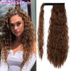 Synthetic Corn Wavy Long Ponytail Hairpiece Wrap On Clip Hair Extensions Ombre Brown Pony Tail Blonde Fack Hair