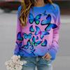 Fall Autumn Women'S Fashion O Neck Long Sleeve T-Shirt Loose Clothes Orange Flame Butterfly Print T Shirt For Girls Street