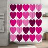 Bright Pink Deep Red Heart Shower Curtain Set for Bathroom Decor 3D Printed Fabric Waterproof Bathroom Accessories Perfect Gift