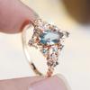 Exquisite White Light Blue Zircon Marquise Ring for Ladies Luxury Gold Color Fashion Ring Wedding Party Jewelry