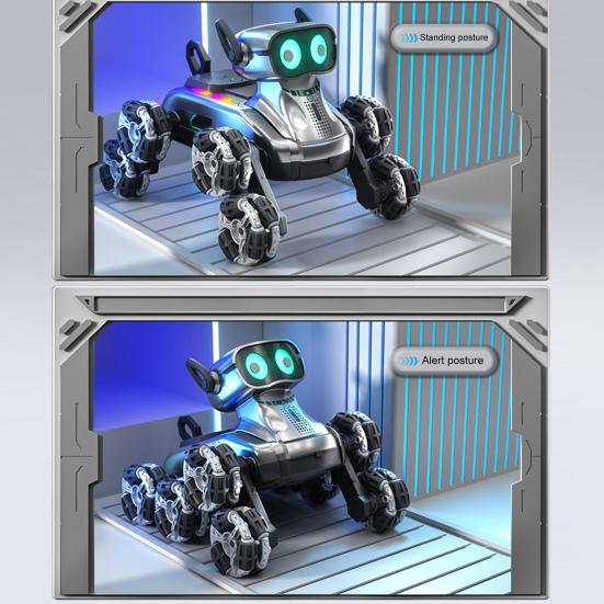 Remote Control Smart Robot Dog 8WD 360 Degrees Rotating Electric Robot with Music Light Toddlers Boys Girls Educational RC Stunt Car Puppy Toy