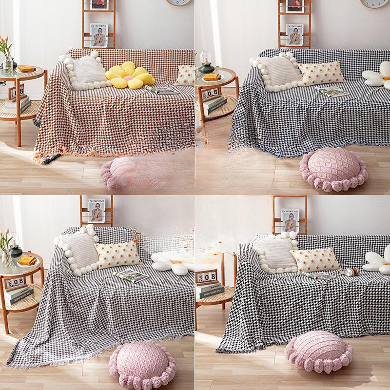 Nordic Ins Houndstooth Chenille Sofa Cover Cloth Full Cover Sofa Cover Sofa Cover Net Red Cover Cloth