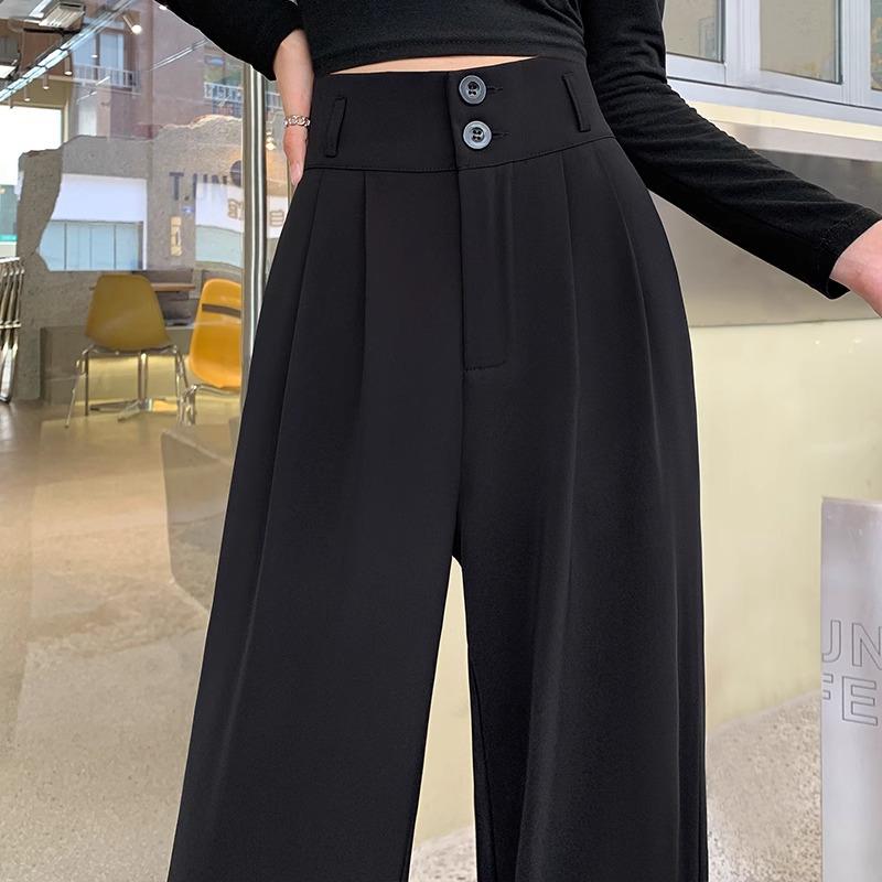 Women's Fleece-Lined Slim-Fit Wide-Leg Pants: High-Waisted, Sleek, and Stylish for Spring/Autumn