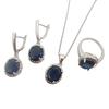 Silver 925 Women Bridal Jewelry Sets Blue Zirconia Costume Fine Jewellery Wedding Necklace Earrings Rings Bracelets Pendant Set