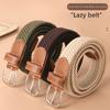 Belt Woven Canvas Belt Metal Buckle Men Women Elastic Braided Belt Punch Free