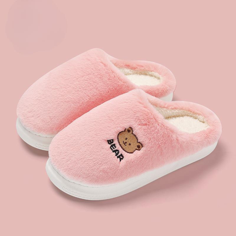 Order Two Size Up 1 Pair Lightweight Women Home Slippers Soft Bottom Durable Cute Pattern Fluffy Home Slippers