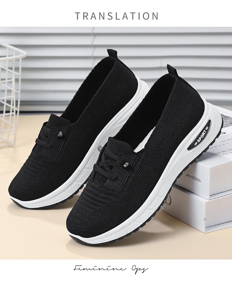Women's Plus Size Flyknit Slip-On Shoes - Lightweight, Comfortable Low-Cut Mesh