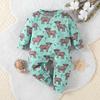 Infant Baby Boy Cute Calf All-over Print Casual Long Sleeve Romper