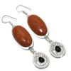 Red Sunstone, Onyx Gemstone 925 Sterling Silver Gift Jewelry Earring 3.15"