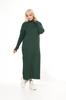 Women's Big Size Dress Green Half Turtleneck Knitted Knitted Dress