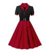 Women's Polka Dot Swing Dresses Lapel Buttons High Waist Belt Slim Fit Short Sleeves Summer Dress Office Work Casual Wear Vintage Outfit