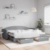 VidaXL Daybed with Trundle and Drawers Light Grey 90x200 Cm Fabric 3197242