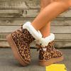 Women's Shoes 2024 Ankle Women's Boots Warm Snow Boots Women Leopard Round Toe Slip On Bow Tie Platform Flat with Ladies Shoes
