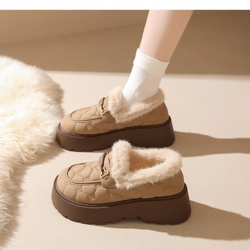 Large Size Cotton Shoes Women's Winter Velvet Women's One-pedal Thick-soled Large-size Warm Women's Shoes