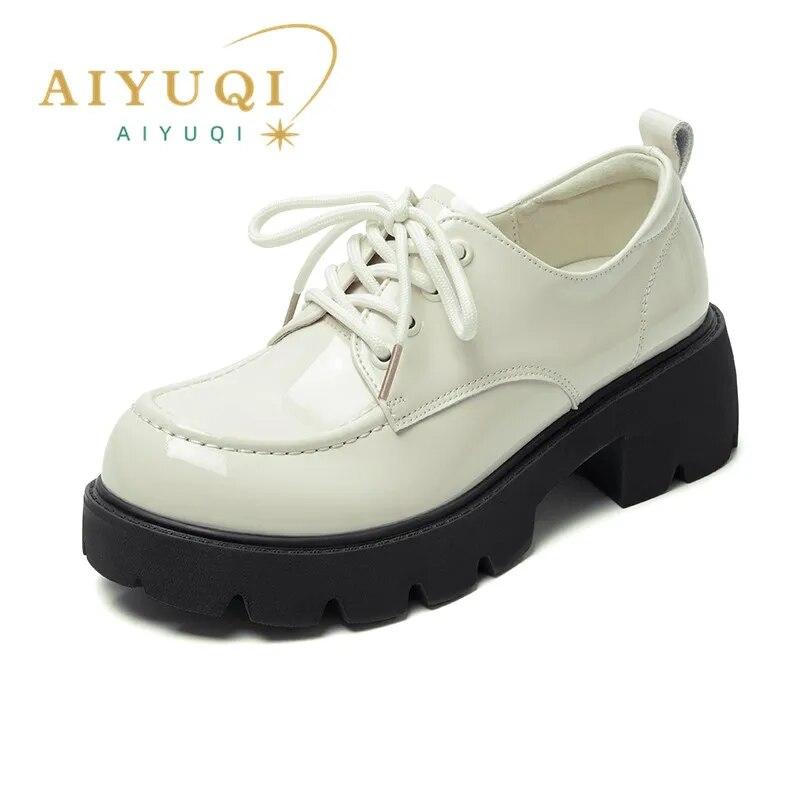Women Loafers  Women Shoes British Style Platform Lace-up Round Toe Women's Shoes