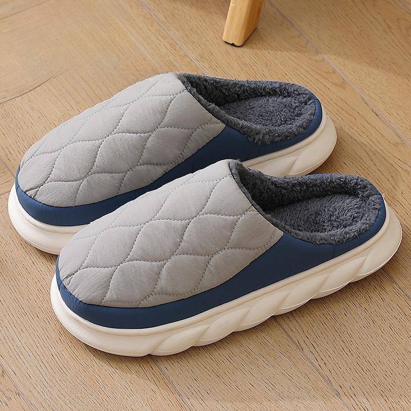 Fashion Men Slippers Waterproof Women Warm Plush Winter New Fashion Flats Home Non Slip Slides Soft Thick Sole Furry Shoe Big Size 48 49