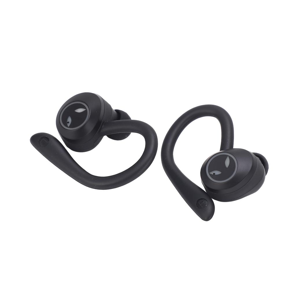 Bluetooth Earphone Waterproof Stereo Noise Cancelling Wireless Earbuds with Mic Earhook for Driving Sports Travel Black