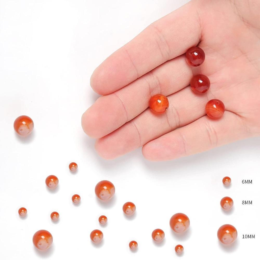 Round Natural Stone Beads Red Spacer Beads DIY Jewelry Making Round Agate Striped Beads  Necklace