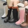 High Tube Rain Boots Women's Fashion Rain Boots Outdoor Thick Soled Waterproof Shoes Rubber Shoes Plus Velvet Long Tube Water Women